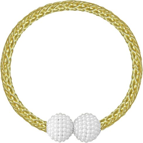 2 Curtain Tiebacks Holdbacks Magnetic Buckle Woven Tie Hold Back Clips Rope Holder Tieback Holdback Curtains Decoration Pearl Gold in Saudi Arabia