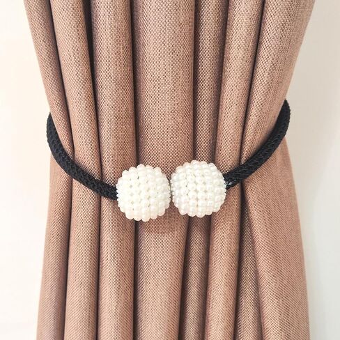 2 Curtain Tiebacks Holdbacks Magnetic Buckle Woven Tie Hold Back Clips Rope Holder Tieback Holdback Curtains Decoration Pearl Gold in Saudi Arabia