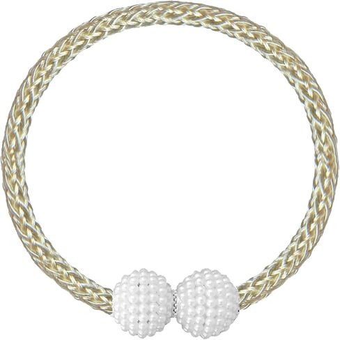 2 Curtain Tiebacks Holdbacks Magnetic Buckle Woven Tie Hold Back Clips Rope Holder Tieback Holdback Curtains Decoration Pearl Gold in Saudi Arabia