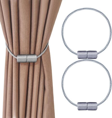 2 Curtain Tiebacks Holdbacks Magnetic Buckle Woven Tie Hold Back Clips Rope Holder Tieback Holdback Curtains Decoration Pearl Gold in Saudi Arabia