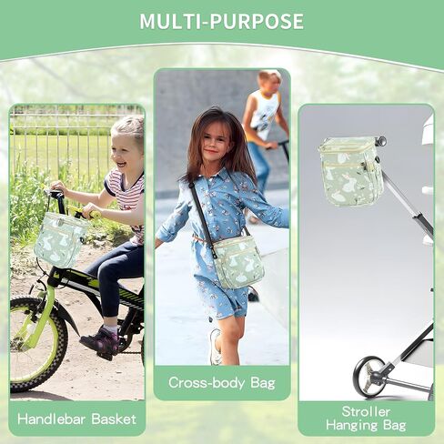SAMORE Kids Bike Basket Handlebar Bags for Girls Front Bicycle Baskets Children Tricycle Handlebar Bag Green in Saudi Arabia