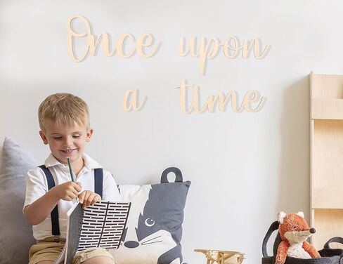 Once upon a time Nursery Decor - Once Upon A Time Wall Sign Nursery Wall Decor, Kids Bedroom,reading wall, Once Upon A Time Wooden Words Sign For Wall Art, Boho boy's room,Boho girl's room in Kuwait