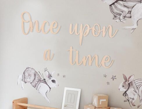Once upon a time Nursery Decor - Once Upon A Time Wall Sign Nursery Wall Decor, Kids Bedroom,reading wall, Once Upon A Time Wooden Words Sign For Wall Art, Boho boy's room,Boho girl's room in Kuwait