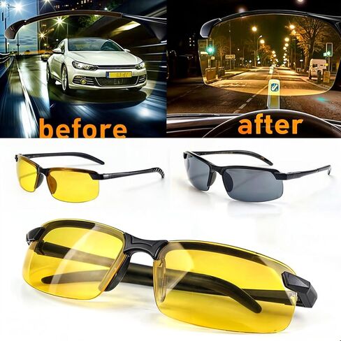 Photochromic Driving Sports Gaming Laptop Glasses, Day & Night Vision, Anti-Glare, Set of 2, Unisex, Men Women in Saudi Arabia