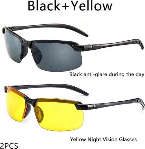Photochromic Driving Sports Gaming Laptop Glasses, Day & Night Vision, Anti-Glare, Set of 2, Unisex, Men Women in Saudi Arabia