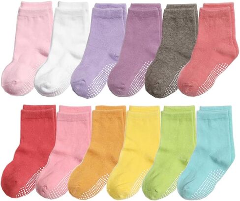 CHUNG toddler non-slip cotton socks anti skid with grip bottom Little Boys Girl Kids Children 12 pairs in Saudi Arabia