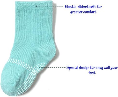 CHUNG toddler non-slip cotton socks anti skid with grip bottom Little Boys Girl Kids Children 12 pairs in Saudi Arabia