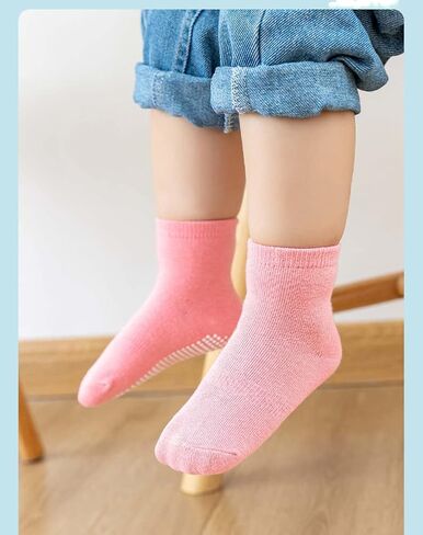 CHUNG toddler non-slip cotton socks anti skid with grip bottom Little Boys Girl Kids Children 12 pairs in Saudi Arabia