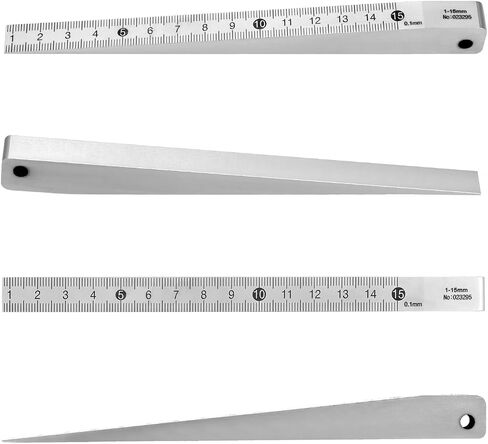 QWORK Taper Gauge Gap Gage Welding Wedge Feeler Gauge Gap Feeler Wedge Gauge Gap Hole Measure Tool 1-15mm - Carbon Steel with Chrome Plating in Kuwait