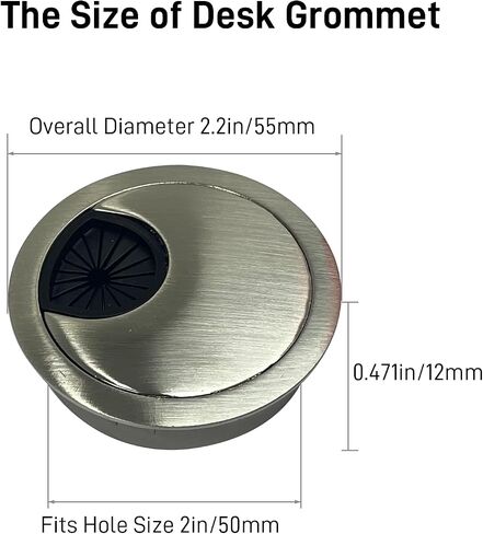 [2 Pack] Metal Desk Grommet 2 Inch(50mm) Metal Desk Hole Cover for Cables Zinc Alloy Desk Cord Hole Cover for Managing & Hiding Wire Cable in Saudi Arabia