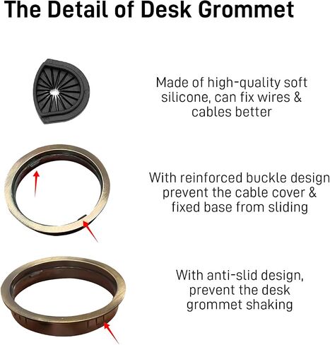 [2 Pack] Metal Desk Grommet 2 Inch(50mm) Metal Desk Hole Cover for Cables Zinc Alloy Desk Cord Hole Cover for Managing & Hiding Wire Cable in Saudi Arabia