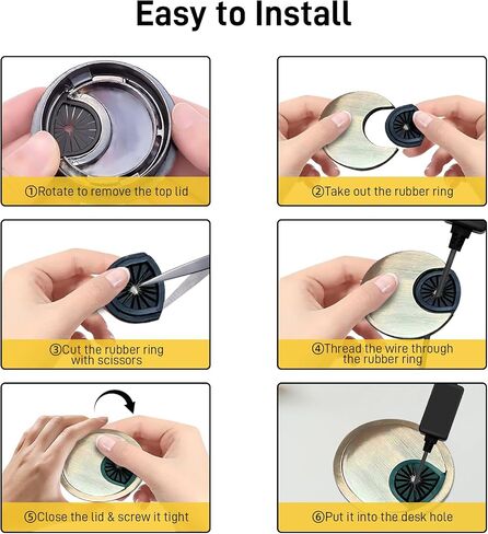 [2 Pack] Metal Desk Grommet 2 Inch(50mm) Metal Desk Hole Cover for Cables Zinc Alloy Desk Cord Hole Cover for Managing & Hiding Wire Cable in Saudi Arabia