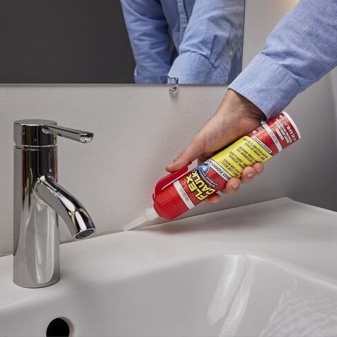 Flex Caulk، مانع تسرب بوليمر هجين مقاوم للماء ومقاوم للعوامل الجوية، قوي، قابل للطلاء، داخلي، خارجي، حمام، دش، مغسلة، نافذة، ألواح أساسية، باب، عربة سكن متنقلة، سقف، خشب، سيارات وبحري، شفاف، 6.6 أونصة، عبوة واحدة in Kuwait