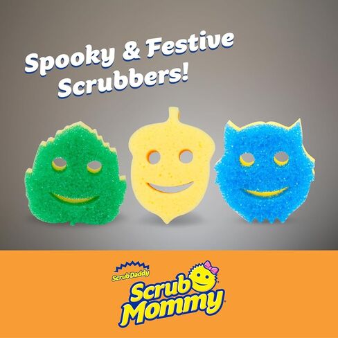 Scrub Daddy Scrub Mommy إصدار خاص للخريف + الهالوين - إسفنجة أطباق متعددة الأغراض خالية من الخدش - خالية من مادة BPA ومصنوعة من رغوة البوليمر - إسفنجة مطبخ مقاومة للبقع والرائحة (6 قطع) in Kuwait