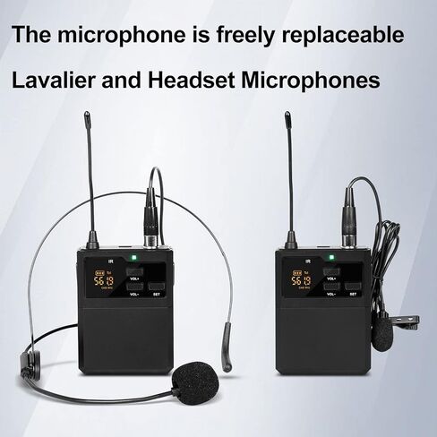 Depusheng R6 Professional Wireless Microphone UHF System 4 Channel with Wireless lavalier Headset Microphone, Metal Receiver, Perfect for Singing, Karaoke, Parties, Weddings in Saudi Arabia