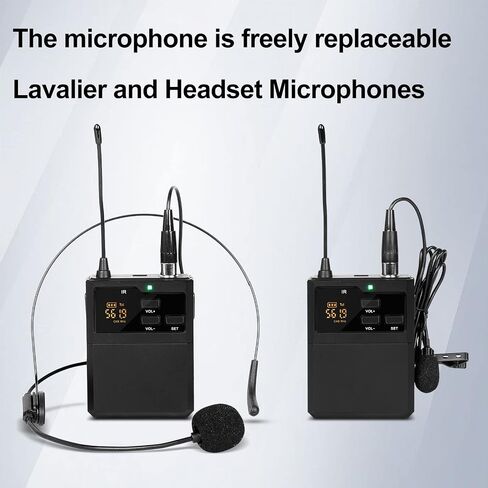 Depusheng R6 Professional Wireless Microphone UHF System 4 Channel with Wireless lavalier Headset Microphone, Metal Receiver, Perfect for Singing, Karaoke, Parties, Weddings in Saudi Arabia