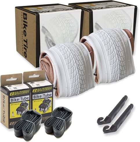 مجموعات إطارات دراجة مقاس 20 بوصة للأطفال وإطارات BMX. يناسب أنبوب الدراجة مقاس 20x1.75 والإطارات والإطارات والعجلات الأمامية أو الخلفية. يتضمن أدوات الإطارات. مع أو بدون أنابيب. 1 حزمة أو 2 حزمة. أبيض in Kuwait