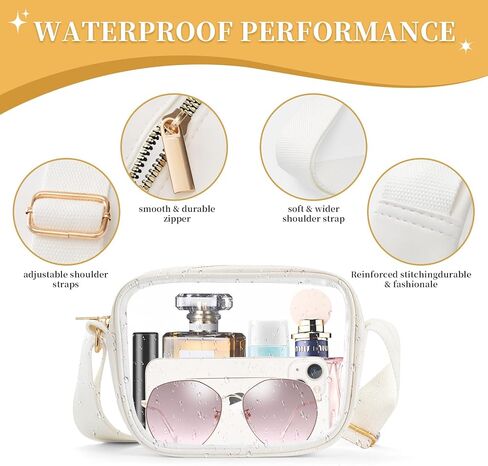 حقائب كروس شفافة معتمدة من الاستاد للنساء، محفظة شفافة عصرية تناسب الأحداث الرياضية والمهرجانات والحفلات الموسيقية (أسود) in Kuwait