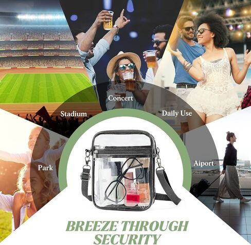 Clear Bag Stadium Approved, Crossbody Purse Bag with Front Pocket, Adjustable Strap Shoulder Bags for Concerts Festival Sports Events in Saudi Arabia