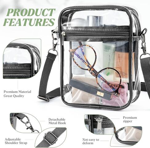 Clear Bag Stadium Approved, Crossbody Purse Bag with Front Pocket, Adjustable Strap Shoulder Bags for Concerts Festival Sports Events in Saudi Arabia