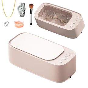 Ultrasonic Jewelry Cleaner, 48KHz Professional Portable Ultrasonic Jewelry Cleaner Machine with 3 Modes Digital Timer for Eye Glasses, Watches, Ring, Earring, Necklaces, Dentures, Makeup Brush (Pink)