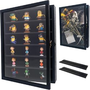 Shadow Box Frame with Removable Shelves, Black 11x14 Deep Memory Box Display Case for Keepsake Collectibles, Coins Military Medals Pins Wedding Flowers