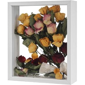 Wooden Dried Flower Frame, Floating Wood Shadow Box Frame for Pressed Flowers Double Acrylic Picture Frame Tabletop DIY Gifts for Family Friends Rectangle Black 4×6 inches (FRAME ONLY)