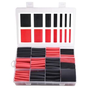 Heat Shrink Tubing Kit - Larger Diameter - 3:1 Dual Wall Tube - Adhesive Lined - Marine Shrink Tubing - Black, Red 200 PCS