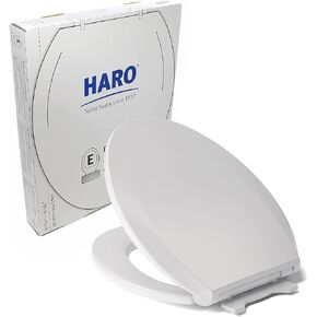 HARO | ELONGATED Toilet Seat | Slow-Close-Seat | Heavy-Duty up to 550 lbs, Quick-Release & Easy Clean, Fast-Fix-Hinge, No-Slip Bumpers, White | Advanced (PP) | 18.5" x 14.5" x 2.32"