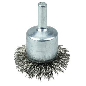 Weiler 10038 1-1/2" Circular Flared Crimped Wire End Brush, .020" Steel Fill, Made in the USA