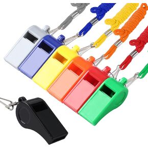 SANNIX 7Pcs Coach Whistles with Lanyard Plastic Whistles Bulk for Basketball Football Gyms Emergency