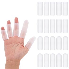 20 Pcs Gel Finger Cots, Silicone Finger Protectors Thumb Protector Covers for Hand Eczema Finger Arthritis, Trigger Finger Pain Silicone Finger Sleeve Cushions