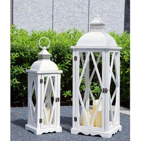 Perfnique Farmhouse Outdoor Lanterns for Patio, Set of 2 Black Rustic Lanterns Decor, Vintage Hanging Lanterns Decorative for Porch, Garden, Yard, Indoor (No Glass)