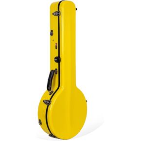 Crossrock Fiberglass Banjo Case Fits 5-String Resonator Styles, with Interior Compartment, Backpack Straps, Hygrometer, TSA Lock-Yellow (CRF2023BJYL)
