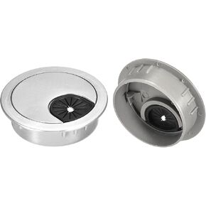 غطاء فتحة كابل uxcell، قطعتان مقاس 2-1/4 بوصة ABS سلك كابل مكتب غطاء فتحة جروميت لمنظم سلك مكتب الكمبيوتر المكتبي، فضي in Kuwait