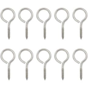10 Pack Eye Hooks, Heavy Duty Stainless Steel Eye Screws, Screw in Eye Hooks for Wood, Securing Cables Wires, Anti-Rust Self Tapping Eyelet Screw Eye Bolts for Indoor & Outdoor Use (M3 x 40)