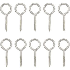 10 Pack Eye Hooks, Heavy Duty Stainless Steel Eye Screws, Screw in Eye Hooks for Wood, Securing Cables Wires, Anti-Rust Self Tapping Eyelet Screw Eye Bolts for Indoor & Outdoor Use (M3 x 40)
