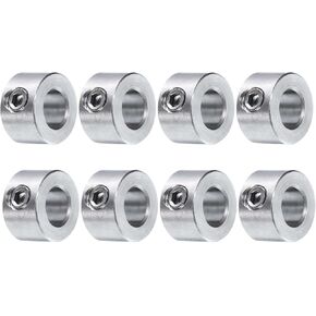 uxcell 8pcs Set Screw Collars 1/4" Bore 304 Stainless Steel Shaft Collars, 1/2" OD, 5/16" Width Axle Collar Clamp for Linear Rod Shaft Guide
