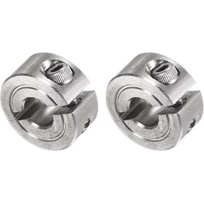 uxcell 2pcs Single Split Clamp-On Shaft Collar 1/4" Bore One-Piece Clamping Collar, 11/16" OD, 5/16" Width, 304 Stainless Steel Axle Collar Clamp, Set Screw Style