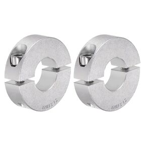 2Pcs Double Split Shaft Collar - [17mm Bore x 40mm OD x 12mm Width] Clamping Style Shaft Collar for CNC Machine Tools, Hold Timing Pulleys Use, 6061 Aluminum Alloy, Silver Tone