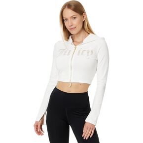 Juicy Couture Women's Fitted Cropped Two Way Zip Hooded