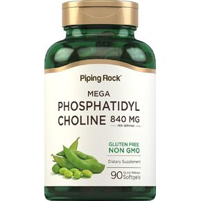 Piping Rock Phosphatidyl Choline 840mg | 90 Softgels | from Soy Lecithin | Non-GMO, Gluten Free Supplement