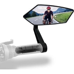 Bike Mirror,HD Glass Bicycle Mirrors for Handlebar Mount, Adjustable Bar End Bike Rear View Mirror, Scratch Resistant Handlebar Mirror for E-bike, Cycle Rearview Mirror Left (0.55-0.78")