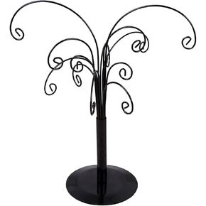 10.6 Inch Ornament Display Tree, Black Metal Tabletop Display Stand Holder with Hanger Hook, Spiral Iron Wire Ornament Tree for Jewelry and Small Craft Items(#1)