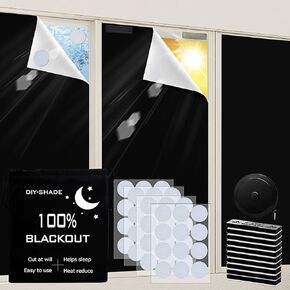 Strong Magnetic Blackout Shades 100% Blackout Curtains,Portable Blackout Blinds for Window, Thermal Insulated UV Protection Blackout Window Cover for Baby Nursery or Travel (118"x57")