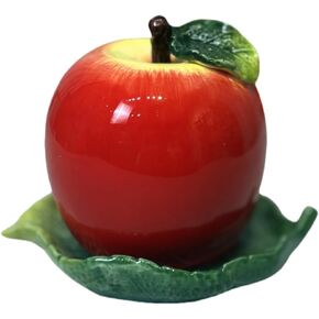Ceramic Red Apple and Leaf Toothpick Holder