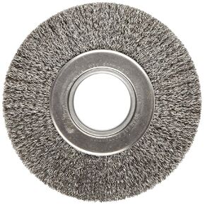 Weiler 03100 7" Wide Face Crimped Wire Wheel, .014" Steel Fill, 2" Arbor Hole, Made in the USA