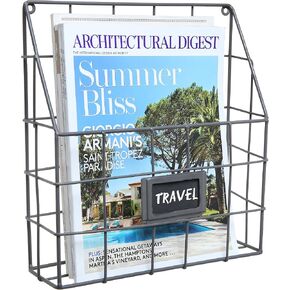 MyGift Wall Mounted Gray Metal Magazine Holder Storage Basket with Chalk Label, Hanging Document Rack in Saudi Arabia