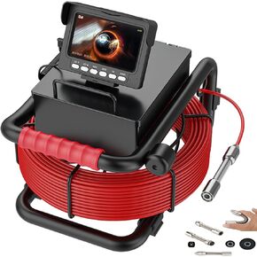 4.3" inch Pipe Drain Inspection Camera, 100FT/30M Sewer Camera with DVR Function & Snake Cable, Waterproof IP68 Borescope w/LED Lights Industrial Endoscope for Plumber Wall Duct Drain Pipe Plumbing