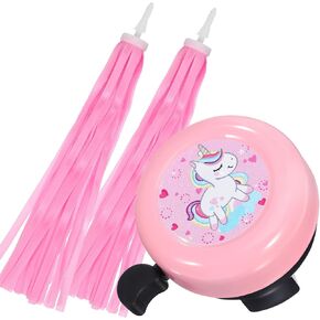 Milisten Kids Bike Bell with 2 Pcs Bike Streamers, Pink Unicorn Bike Bell Bicycle Bell for Girls, Handlebar Streamers Scooter Bell Ring for Childrens Bike Accessories